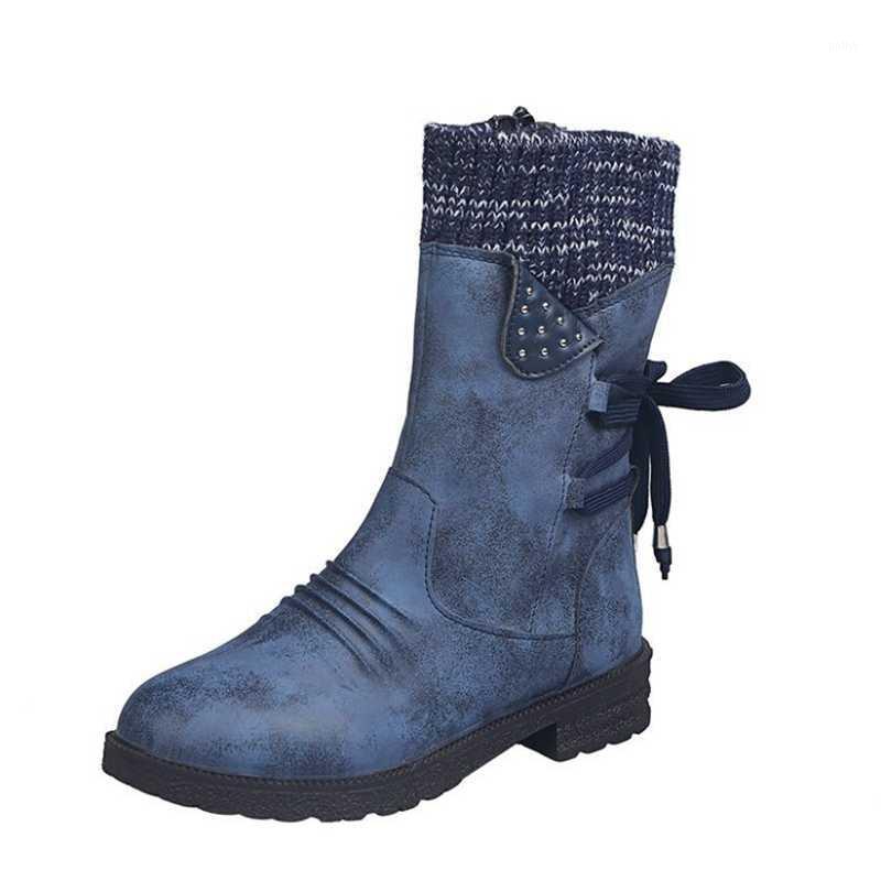 

Women's Boots Winter Autumn Clothing Girls Flat-heel Boots Fashion Knitted Patchwork Shoes Large Size New Women's Cotton1, Purple