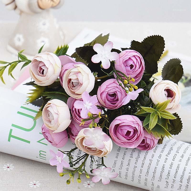 

13Heads small silk Artificial Flowers peony flores fleur artificielles Camellia for Home christmas decoration fake Flower bouque1, Random color