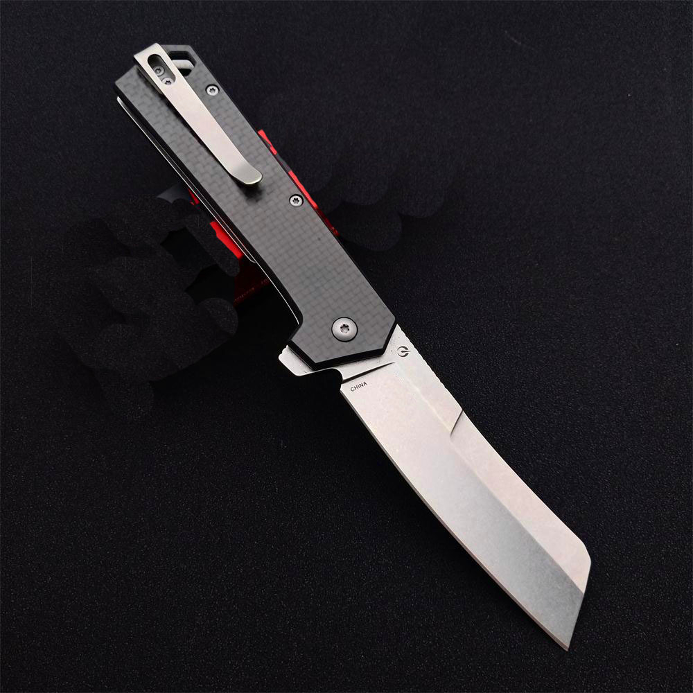 

New Arrival KS1372 Flipper Folding Knife 8Cr13Mov Stone Wash Tanto Blade Carbon Fiber + Stainless Steel Handle Ball Bearing Knives With Retail Box