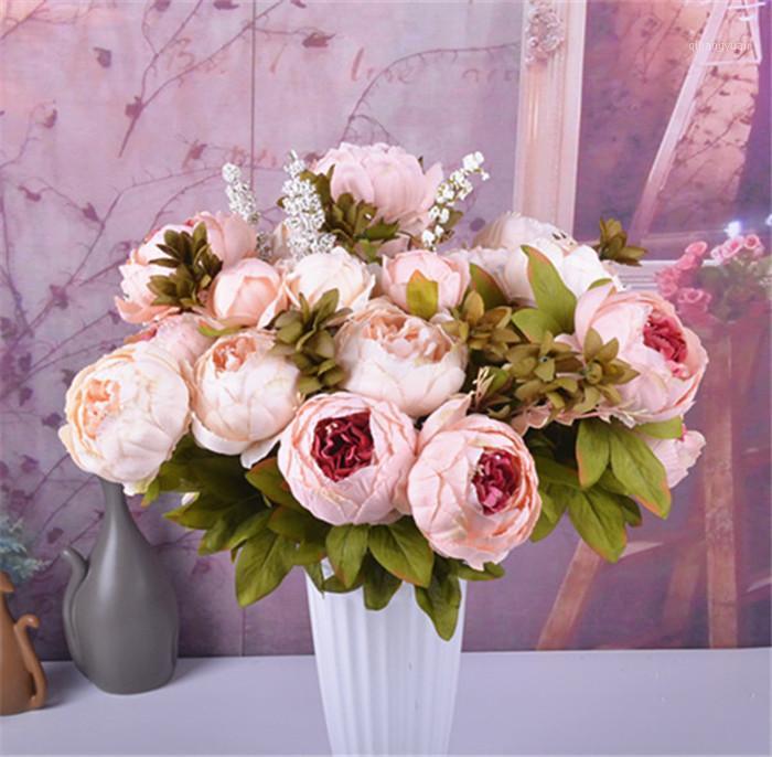 

Beautiful Artificial Peony flowers Vintage Peonies Bouquet Silk Fake Flower for autumn Home Wedding party Decoration fleur1, Random color