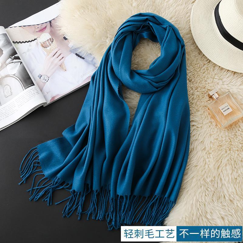 

New Solid Color Cashmere Scarf Warm Autumn And Winter Shawl Embroidery Custom Gift Scarf Luxury Designer Women Shawl Knitted