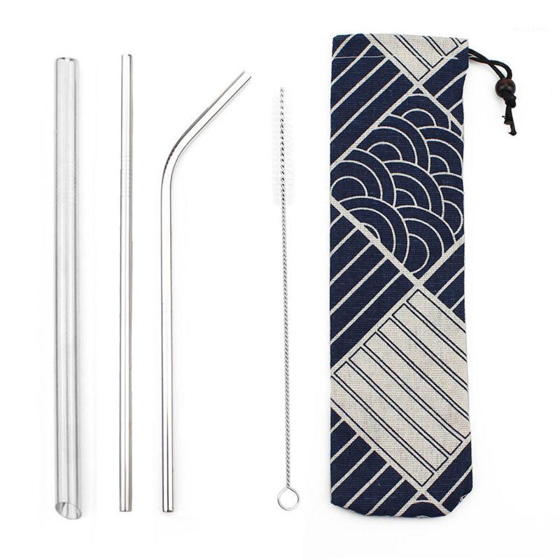 

5pcs Pointed Tip Straw Reusable Metal Drinking Straws Stainless Steel Silver Straw Set Thick with Colorful Bag Pouch Party Gift1