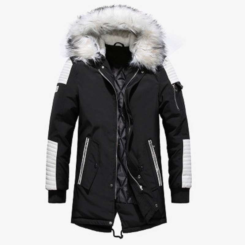 

2020 Winter Jacket Men Casual Fur Hooded Thick Warm Long Coat Mens Cotton-Padded Bomber Jacket Outwear Parka, 01