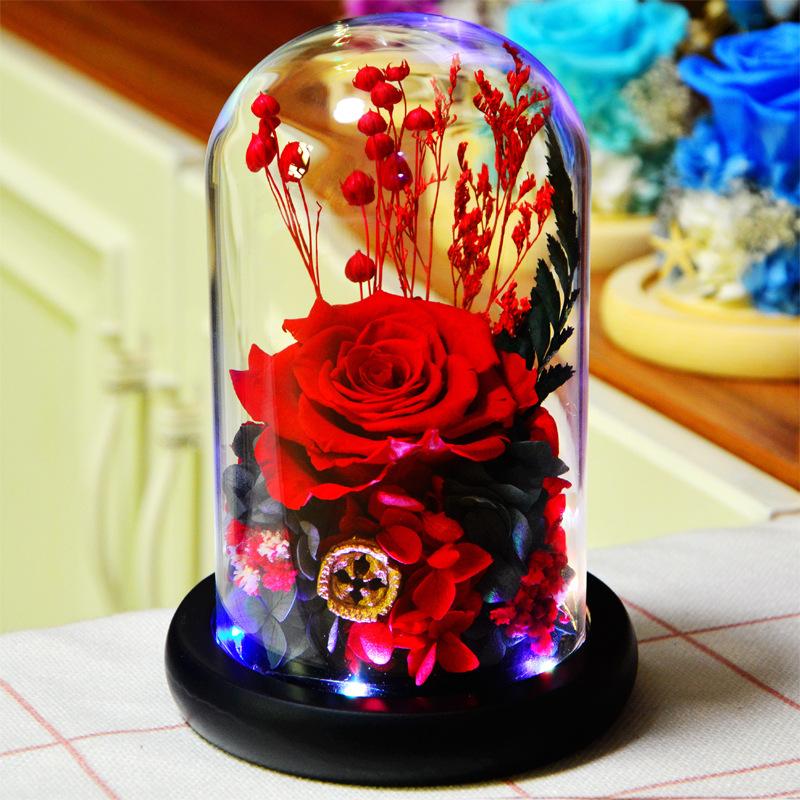 

Eternal Preserved Fresh Rose Flower Led Light With Led Light Natural Immortal Rose Valentine's Day Mother's Day Gift For Women