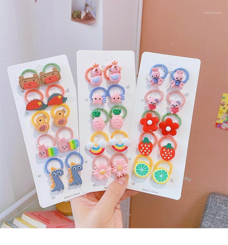 

Hair Clips & Barrettes 10PCS/Set Girls Cute Cartoon Flower Small Scrunchie Lovely Rubber Bands Holder Headband Fashion Accessories, Golden;silver
