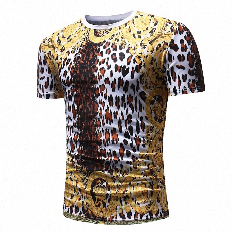 T-shirt Hommes Graphique Léopard rond quotidien Jour manches courtes à manches courtes Hauts de base punk gothique or / été d8uj #