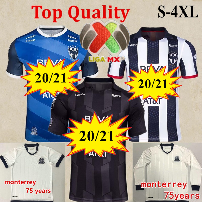 

S- 2021 CF Monterrey Soccer Jersey FUNES MORI Ake Loba 2020 Rayados 75 Years Anniversary JANSSEN LAYUN long sleeve shirt 3rd black, 75 years long sleeve