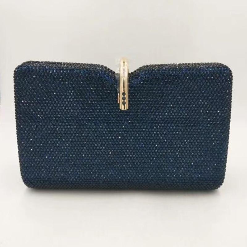 

XIYUAN Dark Blue Color Crystal Clutches For Women Evening Clutch Handbags Fashion Lady Chain Crossbody Purse Female Phone Purses1, Black