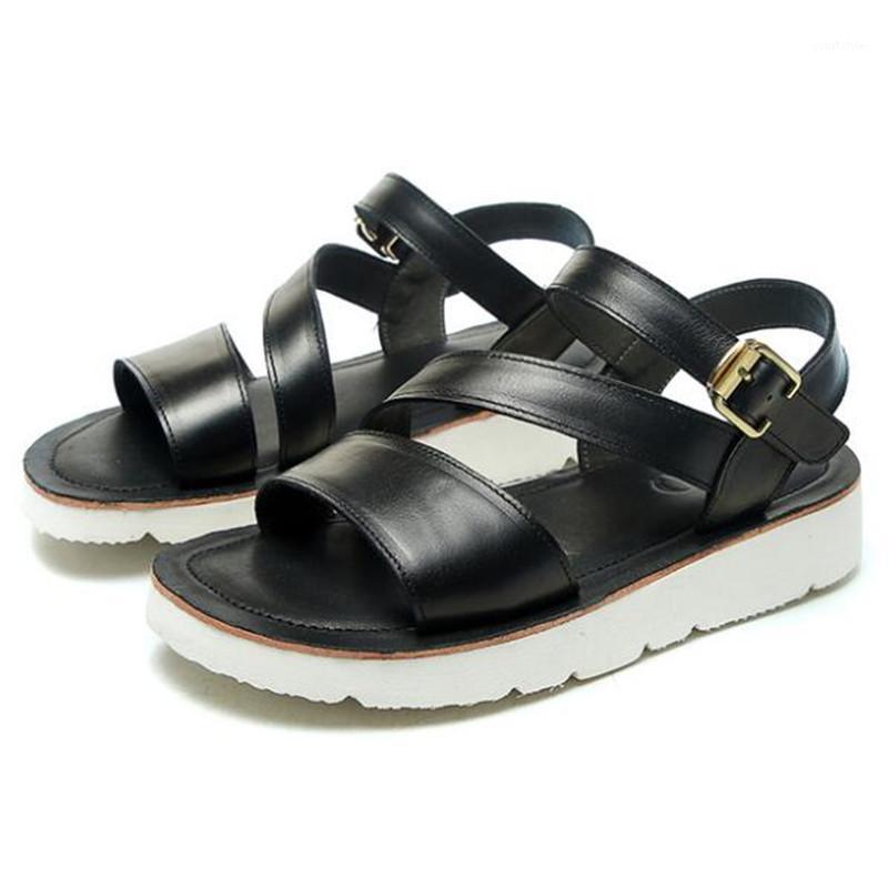 

Best Sale 2020 New Summer Retro Genuine Leather Sandals Concise Fashion Sandals Light Comfortable Wedge Women1, Black