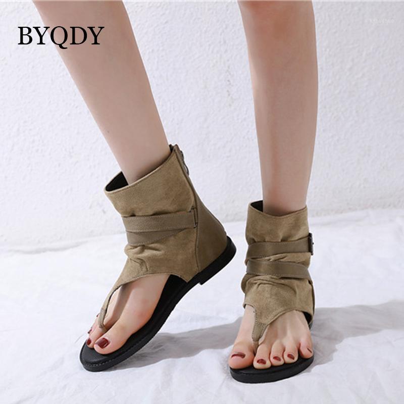 

BYQDY Rome Open Peep Toe Summer Boots Women Flat Heel Gladiator Shoes Cut Buckle Belt Girls Summer Cover Heel Casual Shoes Zip1, Khaki