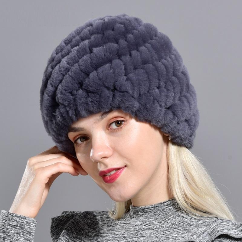

Beanie/Skull Caps Winter Fur Hat For Women Russian Real Knitted Cap Headgea Warm Beanie Hats 2021 Fashion Brand, White