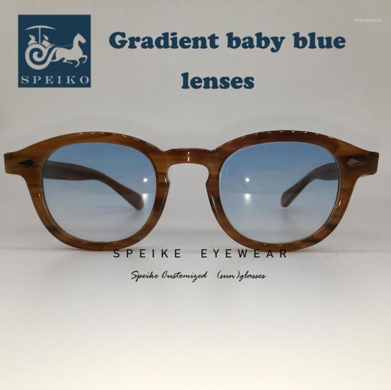 

SPEIKE Customized vintage baby blue lenses sunglasses Johnny Depp Lemtosh style retro glasses can be myopia sunglasses1