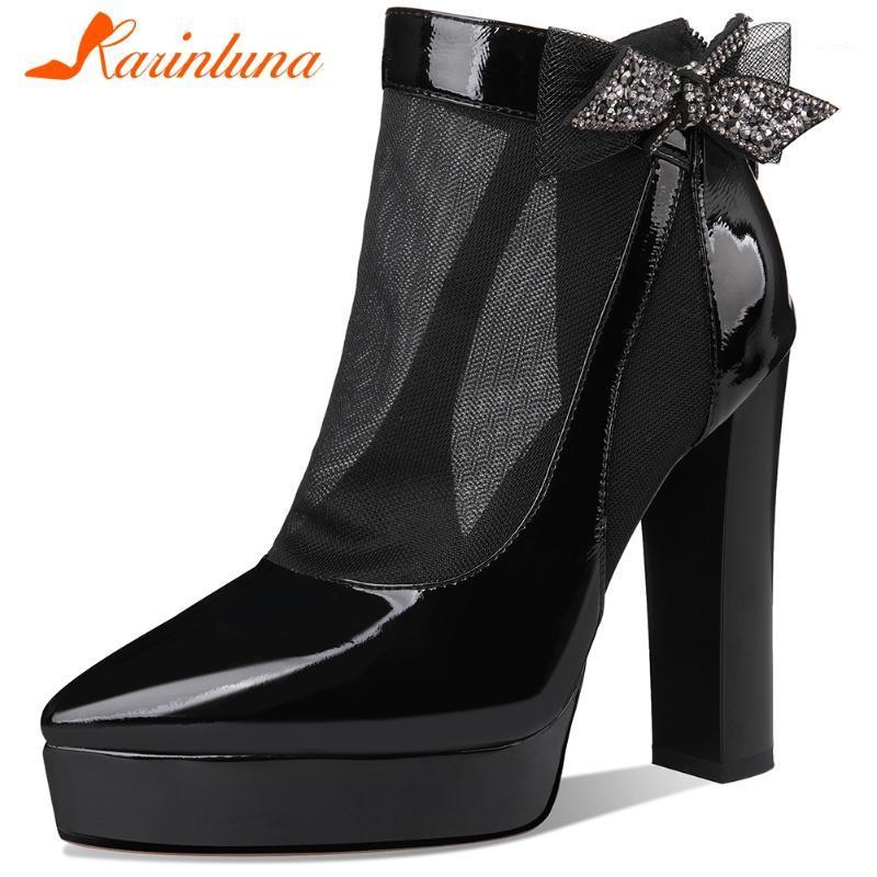 

KARIN Sexy Lady High Heel Casual Office Boots Genuine Leather Butterfly Knot Platform Boots Women Summer Shoes Woman1, Beige