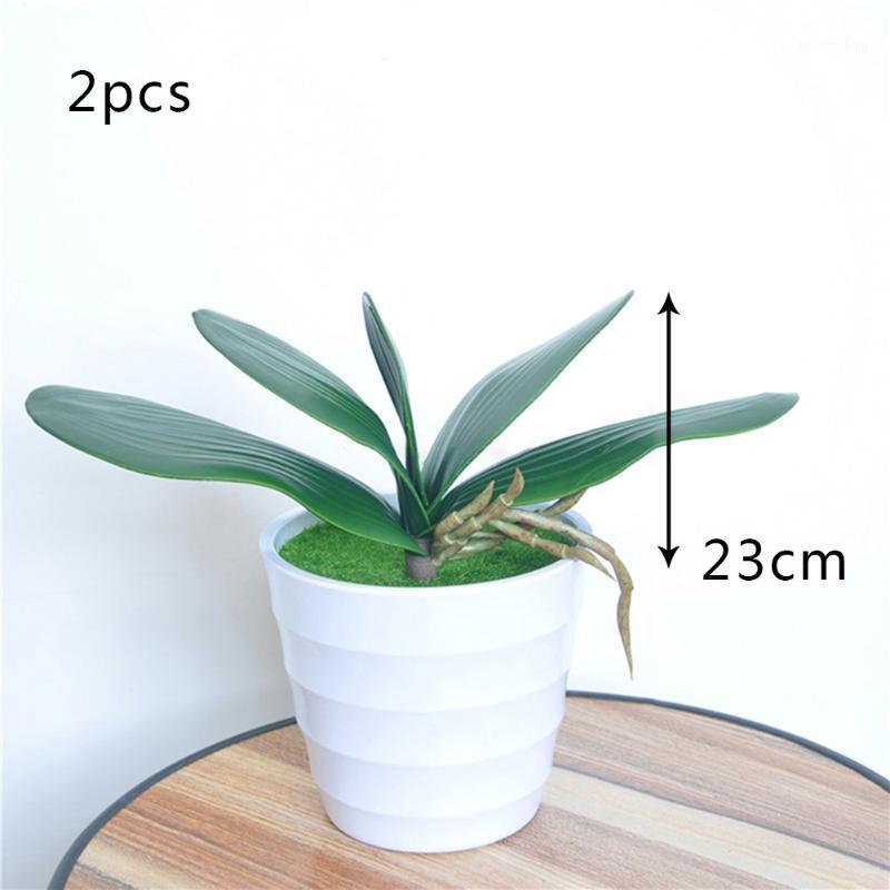 

2pcs Artificial Plants Real Touch Phalaenopsis Leaf Decorative Flowers For Kitchen Windowsill Living Room Dining Table Decor1, 2pcs 4 heads 19cm