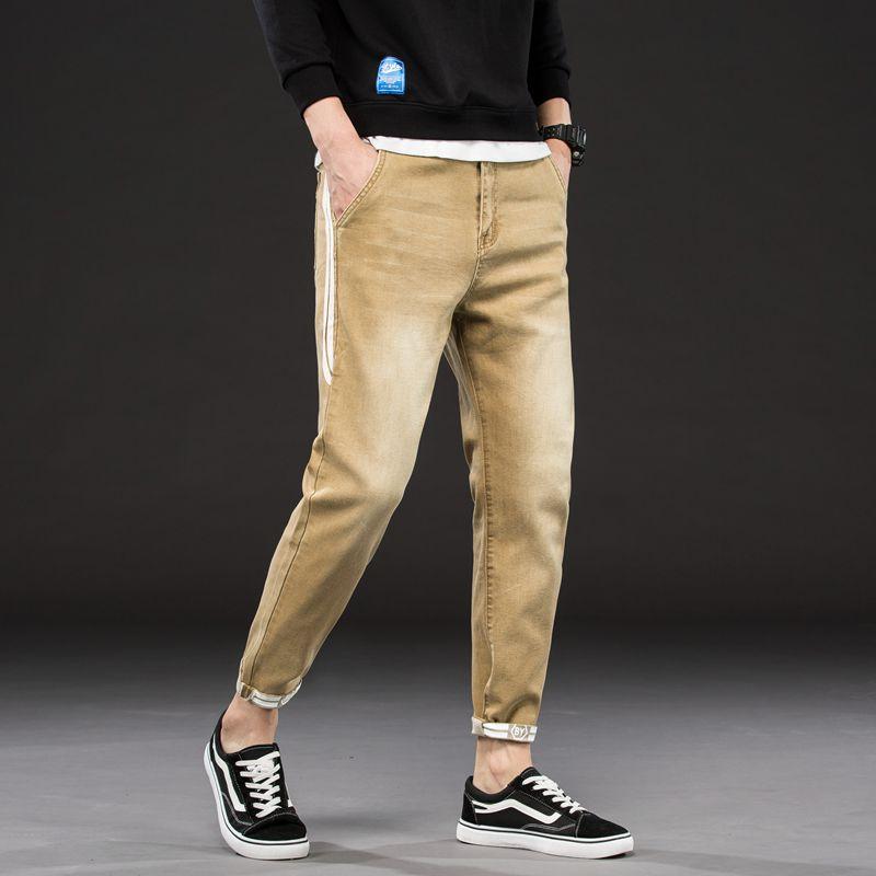 

HCXY brand 2020 autumn jeans for men new fashion mens denim pants loose style stretch denim trousers male, Khaki