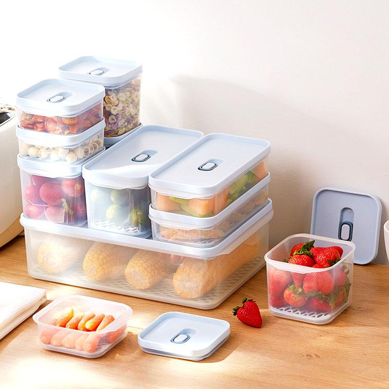 

Antibacterial Fresh-Keeping Box Drain Storage Containers Kitchen Organization Grains Sealed Storage Boxes Home Supplies