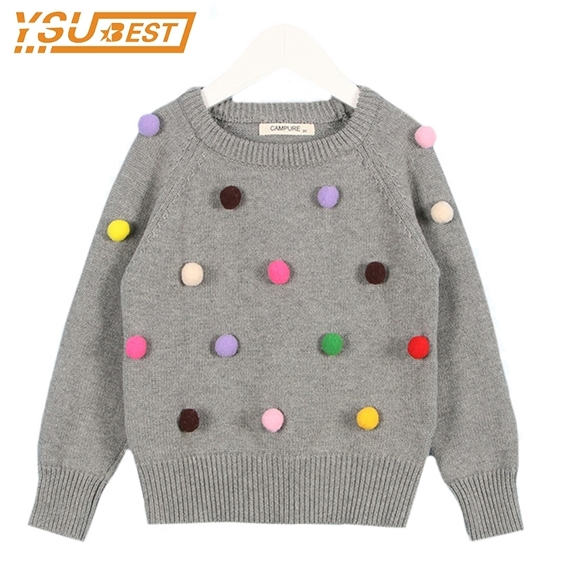 

Fashion Boys Jumpers Lovely Baby Girls Boy Sweater Infant 100% Cotton Long Sleeve Coat Ball Design Kids Pullover Sweater 201109, Red