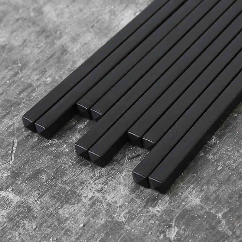 

10 Pairs Black Sushi Fast Food Noodles Chop Chopsticks Non-slip Resistant Sticks Alloy Reuse Public Tableware Chinese Cutlery wzg TL1054