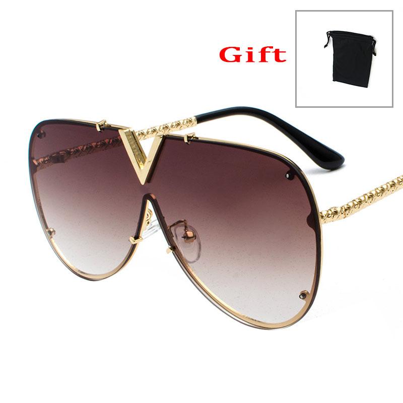 

Sunglasses For Men Letter V Oversized Brand Designer Goggle Sun Glasses Female Style UV400