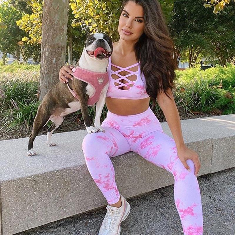 

Sexy Workout Set Bandage Sports Bra Hip Lift Leggings Women Yoga Set Workout Clothes for Women Gym Two Piece Yoga1, Blue