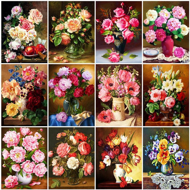 

Evershine Diamond Embroidery Peony Cross Stitch 5D DIY Diamond Painting Rose Flower Rhinestones Art Wall Decoration1