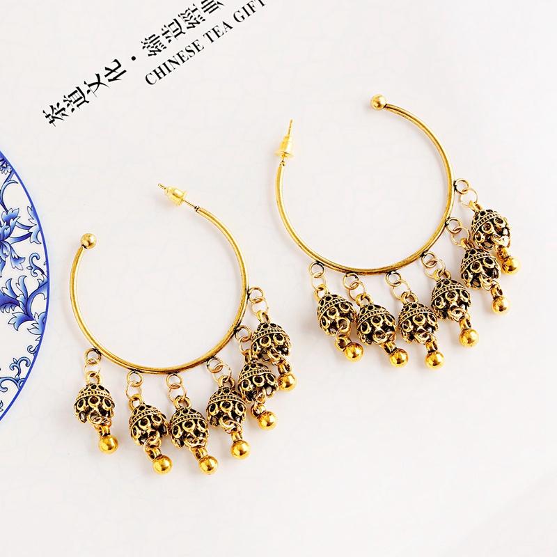 

Jhumka Jhumki Gypsy Tribal Ethnic Retro Big Circle Bell Tassel Drop Earrings For Women Jewelry Pendientes mujer moda 2020