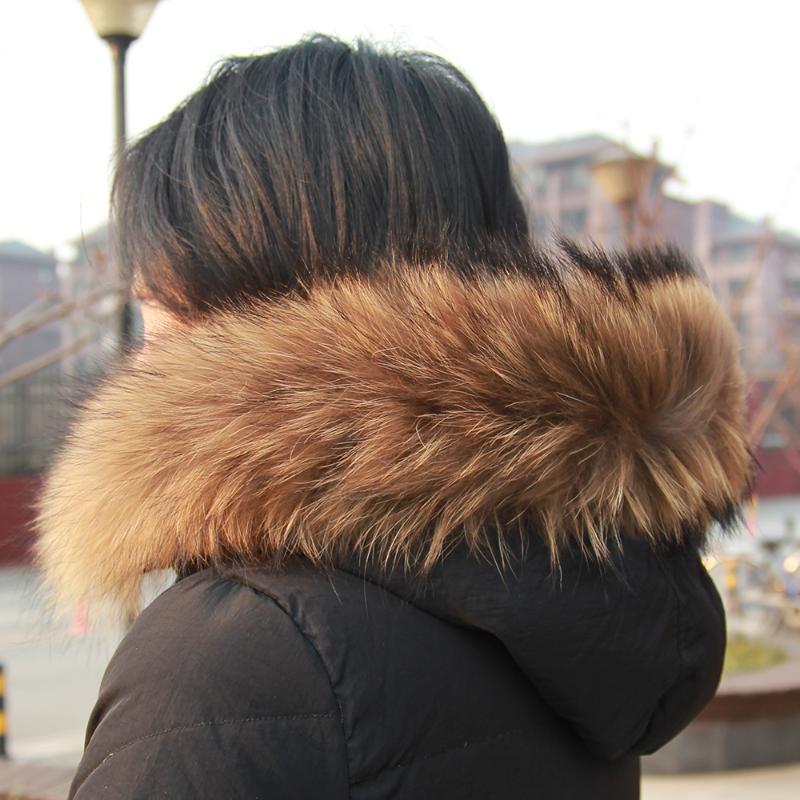 

Winter Raccoon Fur Collar Natural Raccoon Fur Scarf 75cm Longth Coat Sweater Scarves Collar Neck Cap With Button Hole