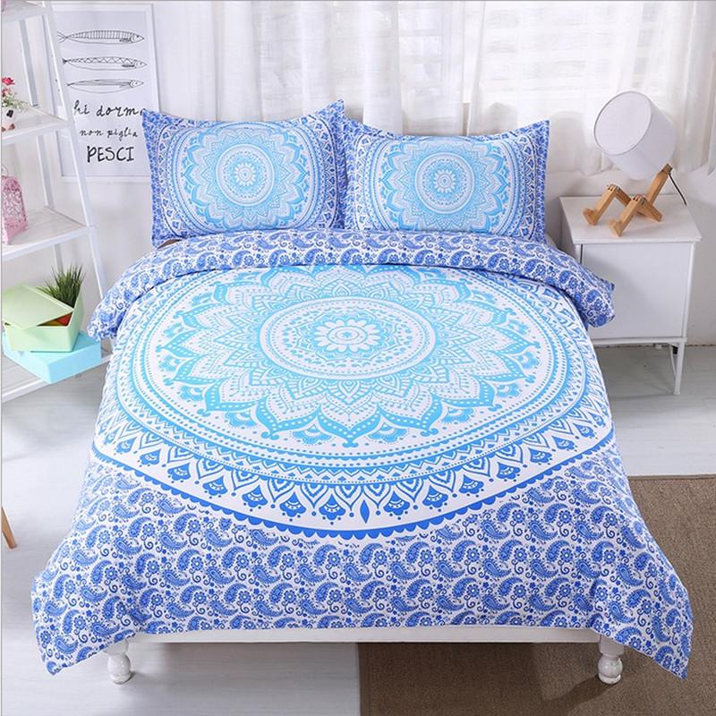 

FANAIJIA bohemian bedding sets boho printed 3d Mandala duvet cover set 3pcs Pillowcase full super king size Bedlinen, Green