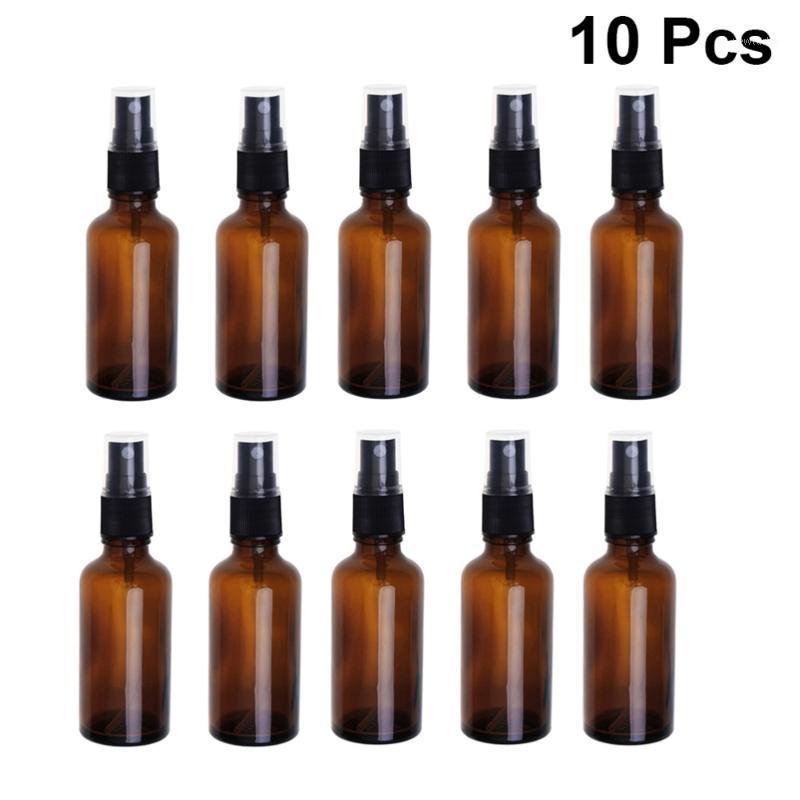 

10pcs 20ml Portable Travel Bottle Lotion Spray Empty Glass Bottle Press Spray (Brown)1