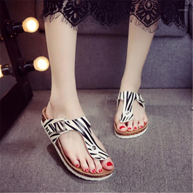 

New Beach Cork Flip Flops Slipper 2020 Casual Summer Women Mixed Color Outdoors Sandals Flat Shoe Drop Shipping Plus Size 35-431, Brown