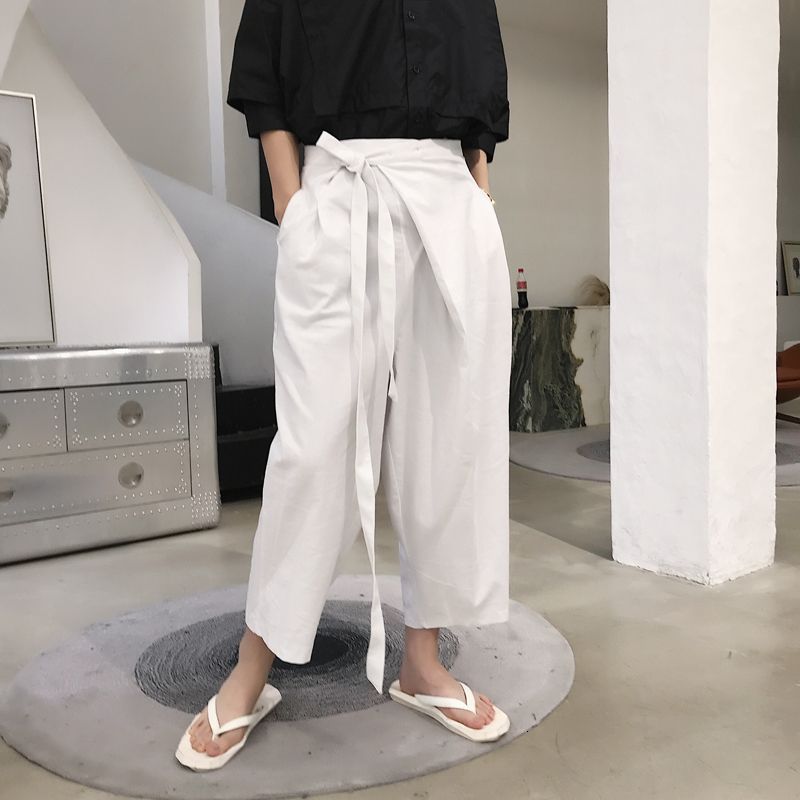 

2021 New S-6xl. Summer Slant Poster Boy Design Band Cotton Tube Linen Casual Loose Straight Pants Harem Nine Point SRPP, Black