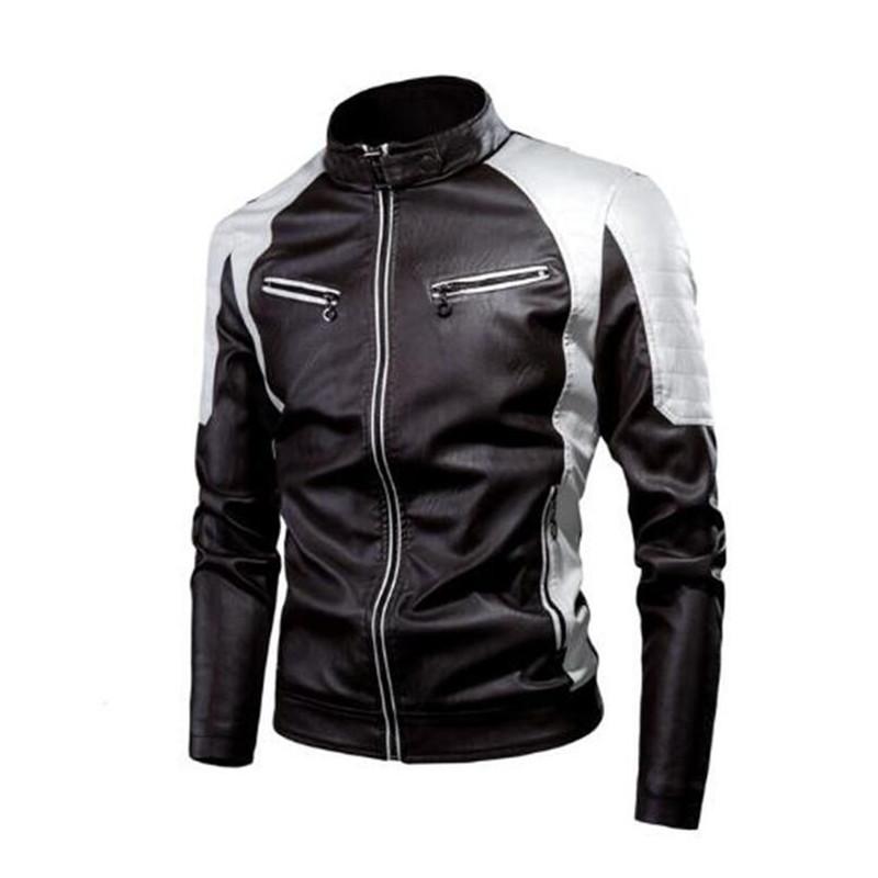 

Men' Fur & Faux Spring Casual Motor 2021 Spliced Fleece Autumn Fashion Biker Vintage Warm Leather Jacket Coat Men, Black