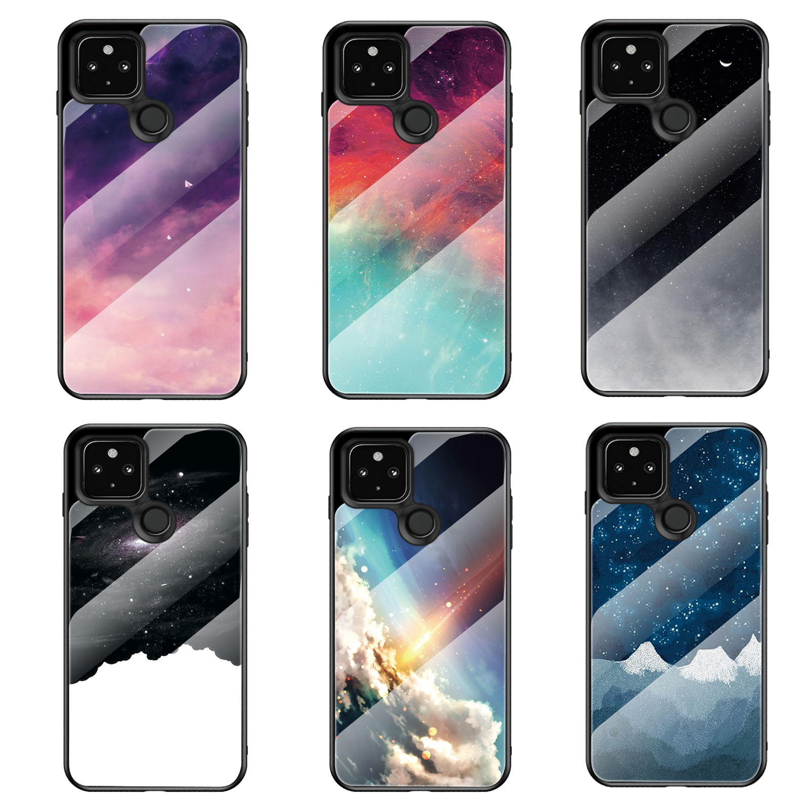 

Ultra Slim Starry Sky Smooth Tempered Glass Case For Google Pixel 5 XL 4A 4 3A XL 3 3XL 2XL 2 Pixel XL, Colorful