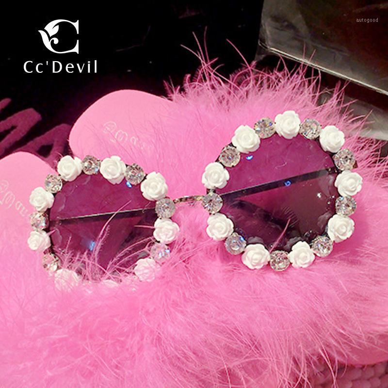 

Sunglasses 2021 Designer Lady Round Women Diamond Cutting Lens Vintage Flower Shape Sun Glasses For Female1