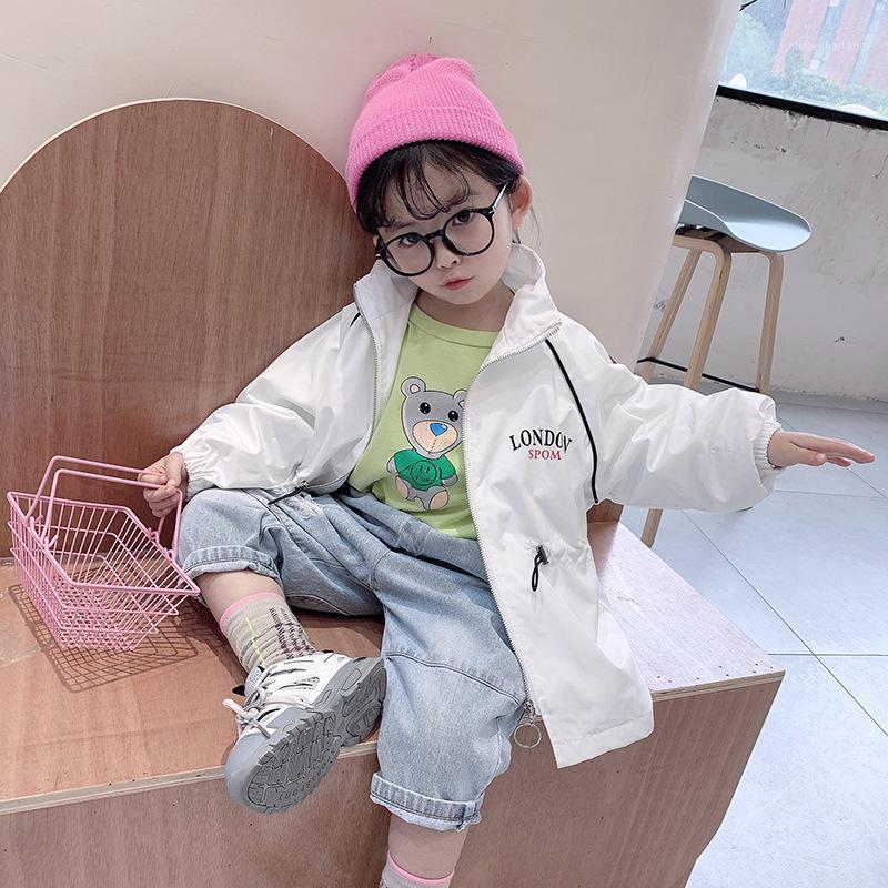 

2020 Girls Autumn Jacket Children s Hooded Long Sleeve Printed Letter Coat1, Pink