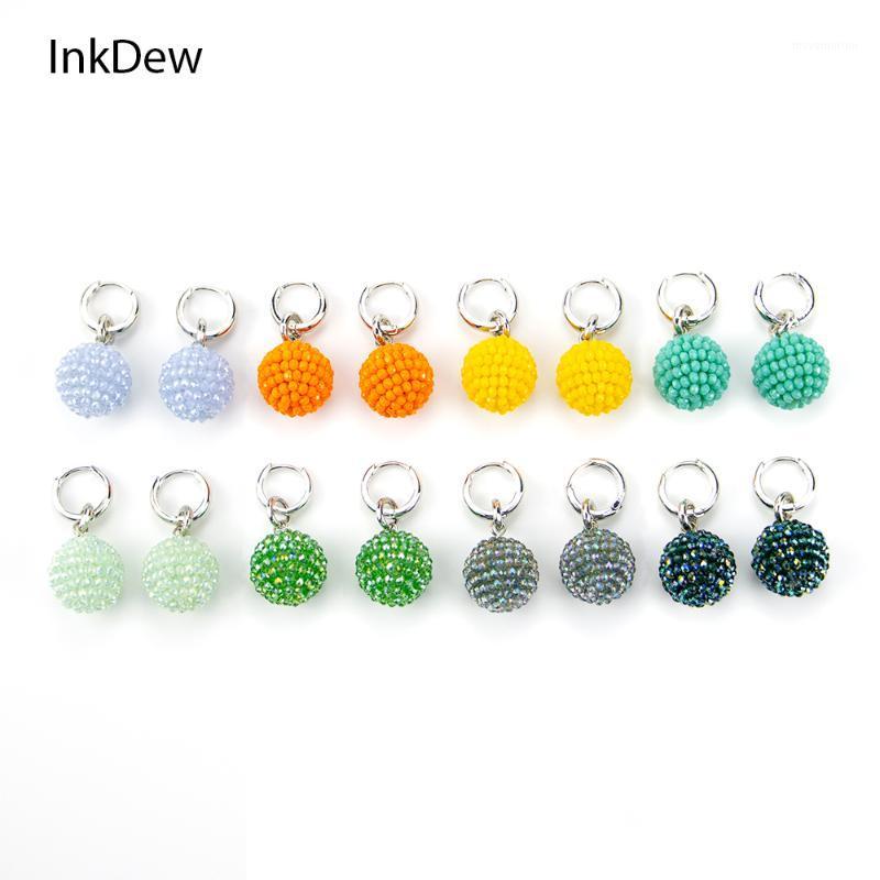 

INKDEW Spherical Big Drop Earrings Spring Colors Beaded Handmade Threading Crystal Earrings for Women Gift oorbellen boho1