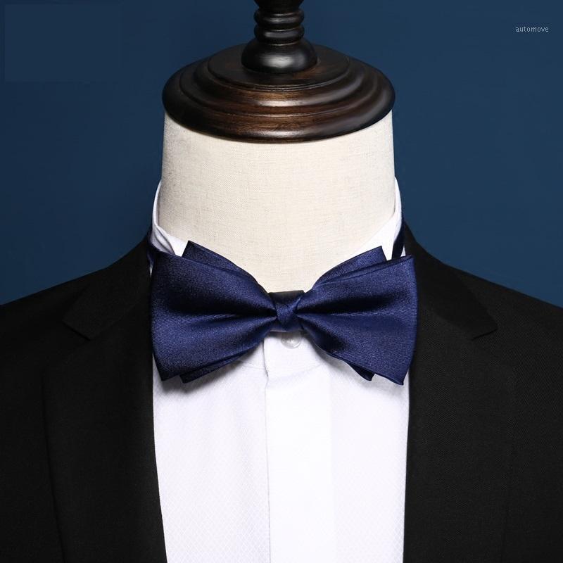

2020 Brand New Fashion Men's Bow Ties Double Fabric Blue Red Silk Bowtie Banquet Wedding Bridegroom Butterfly Tie with Gift Box1