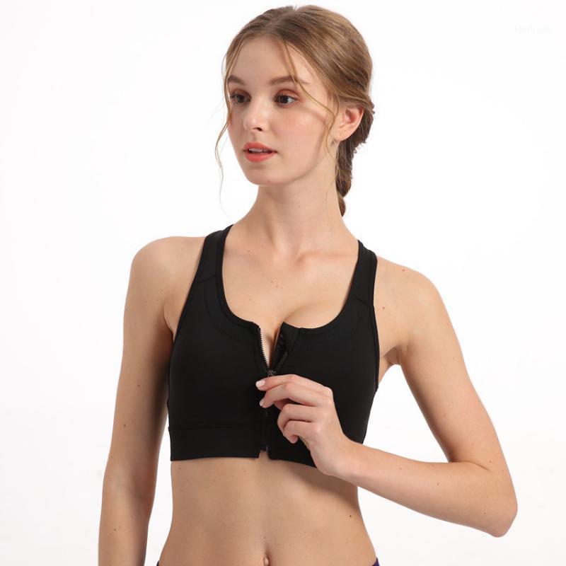 

SVOKOR Plus Size Sports Bra Zipper Women Yoga Bra Fitness Sportswear Push Up Brassiere Womens Shockproof Underwear Solid Top1, Blue