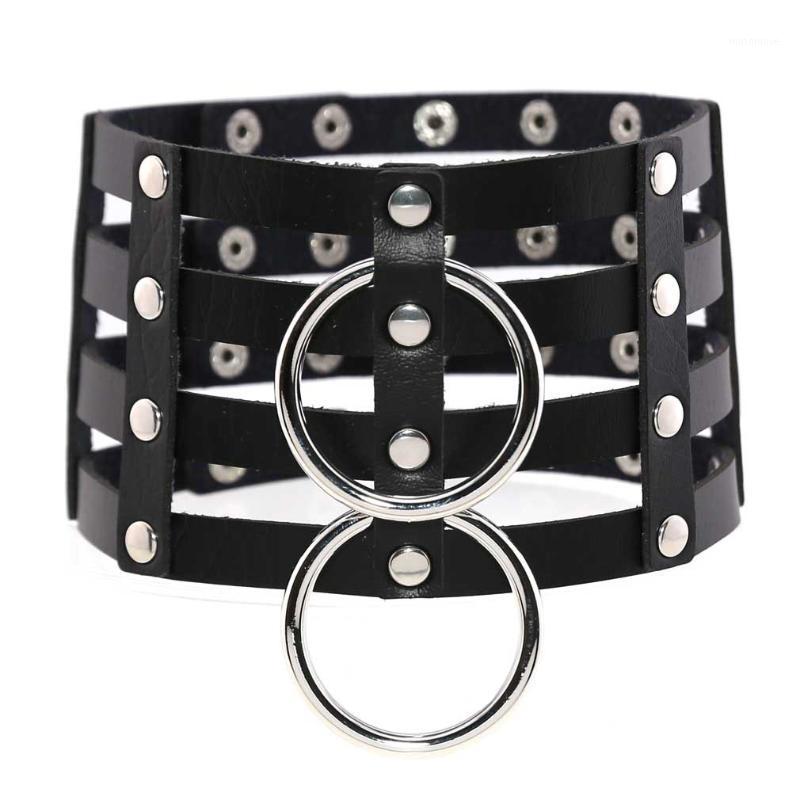 

2020 New Harajuku Choker necklace Sexy Pu leather women Collar Bondage Goth Belt Choker Gothic necklace punk jewelry club party1, Golden;silver