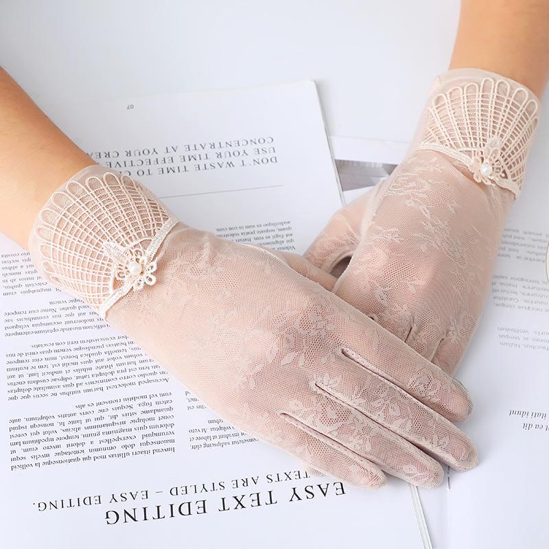 

Sunscreen Gloves Lady Summer Short Outdoor Riding Driving Gloves Electric Bike Lace Touch Screen Guantes Ciclismo Fashion