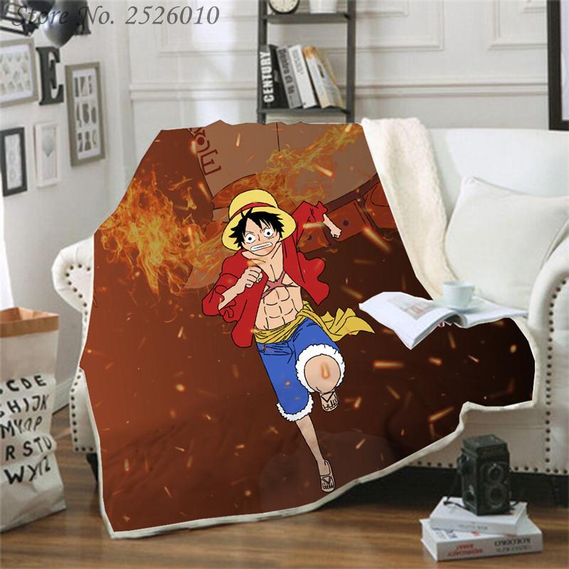

Throw blanket Anime One Piece 3D Velvet Plush Blanket Bedspread For Kids Girls Sherpa Couch Quilt Cover Travel 03