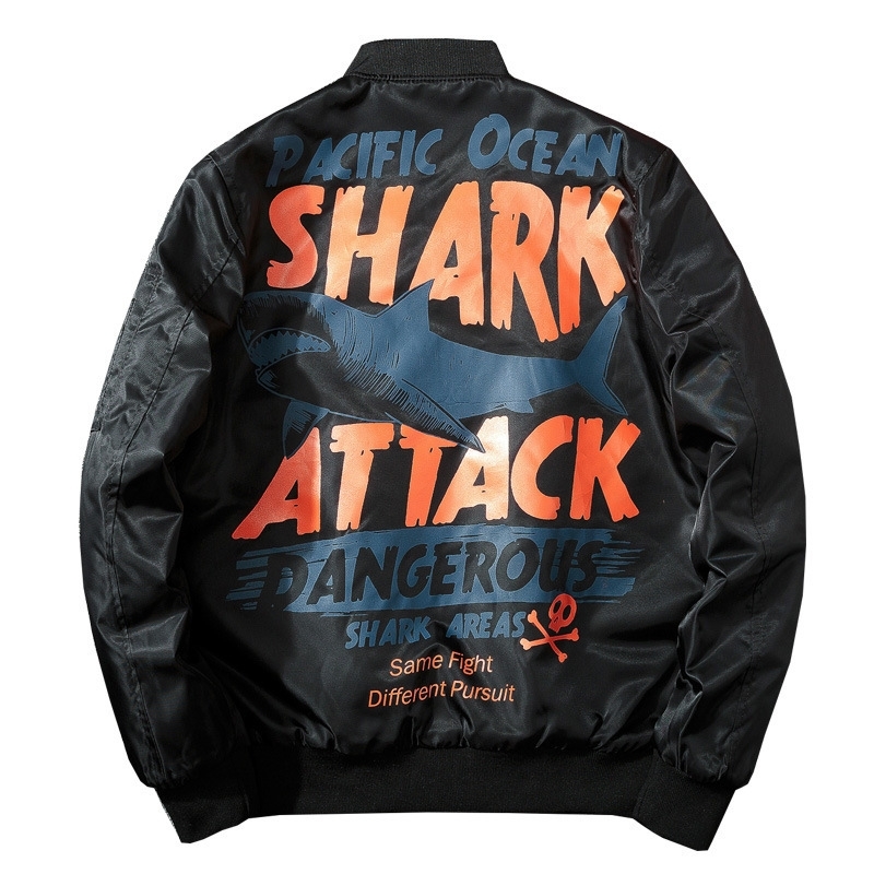 

2021 New Winter Man Streetwear Anime Shark Women's Baseball Hip Hop Couple Hipster Fall Jacket 4q8a RBYX, Red thin