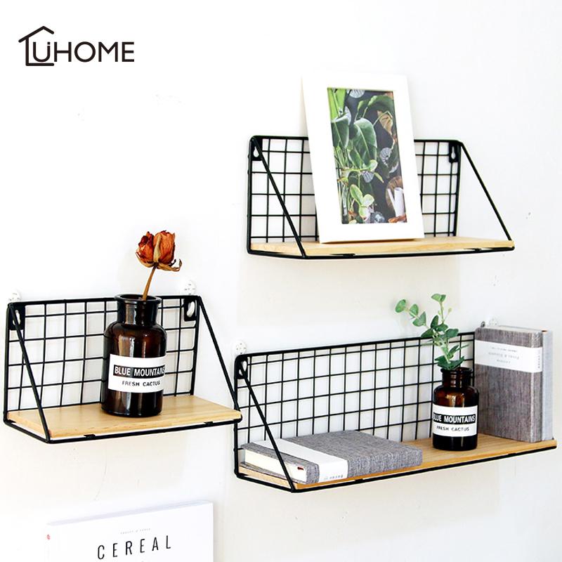 

Bathroom Wall Shelf Rack Iron Wooden Shelf for Kitchen Bedroom Home Decorative Wall Shelves Organizer DIY Storage Rack