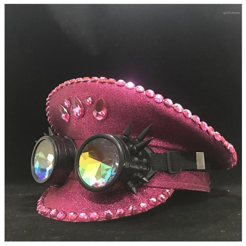 

Fashion Pink Hat With Black Metal Classes For Women Performance Hat Captain Adult 3 Size1