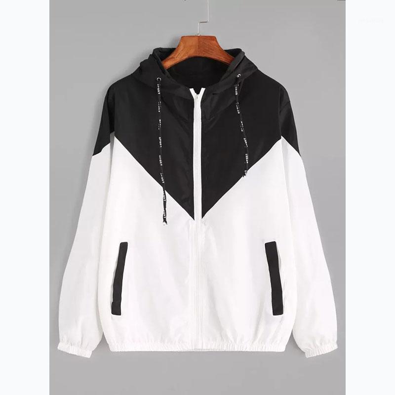 

Color Matching elastic Women Jacket Autumn Hooded Zipper Pockets Casual Coats And Jackets Womens Simple Fashion Woman Jacket New1, Purple