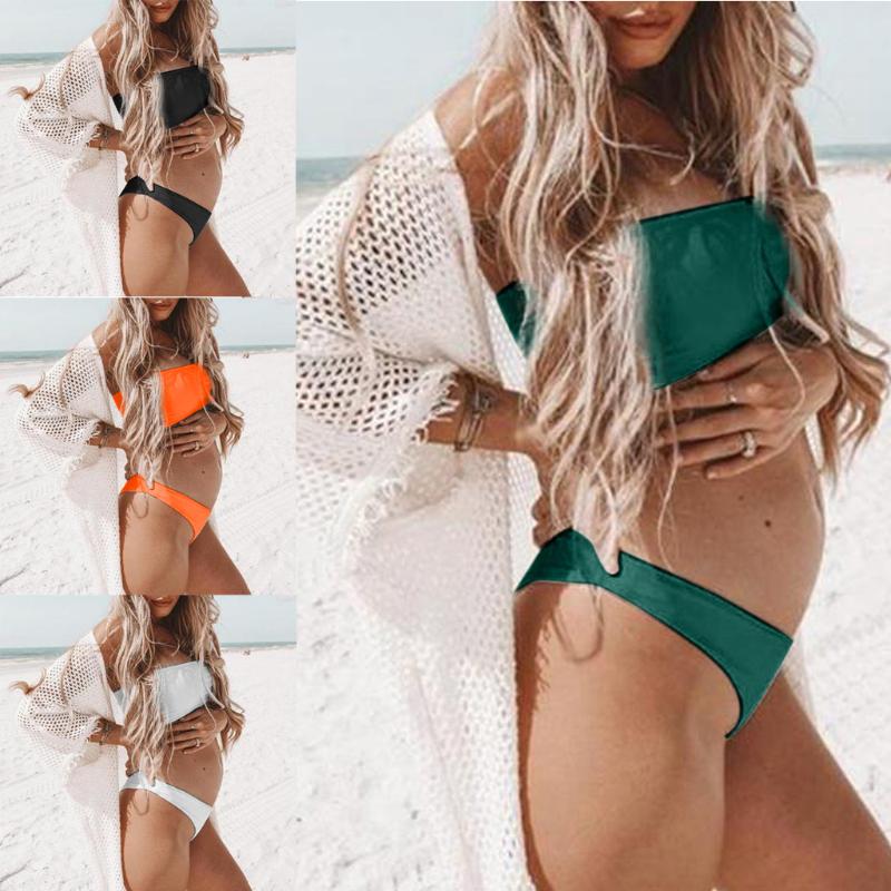 

Maternity Swimwears Swimwear Tankinis Women Summer Nursing Solid Swimsuit Beach Bathing Bikinis Beachwear Mother Pregnant Clothes #517, White