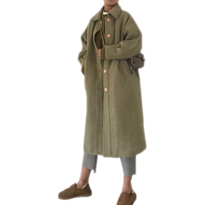

2020 New Hot Sale Winter Women Elegant Wool Coat Female Fashion Vintage Loose Single Breasted Blend Cashmere Cardigan Jacket B93, Beige