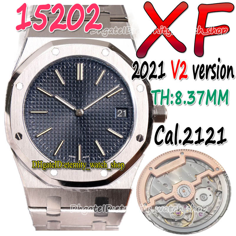 

eternity XFF 2021 V2 39mm Ultra-thin THK-8.37mm 15202 15400 Blue Dial Cal.2121 SA2121 Automatic Mens Watch 904L Steel Case Bracelet Watches, Box