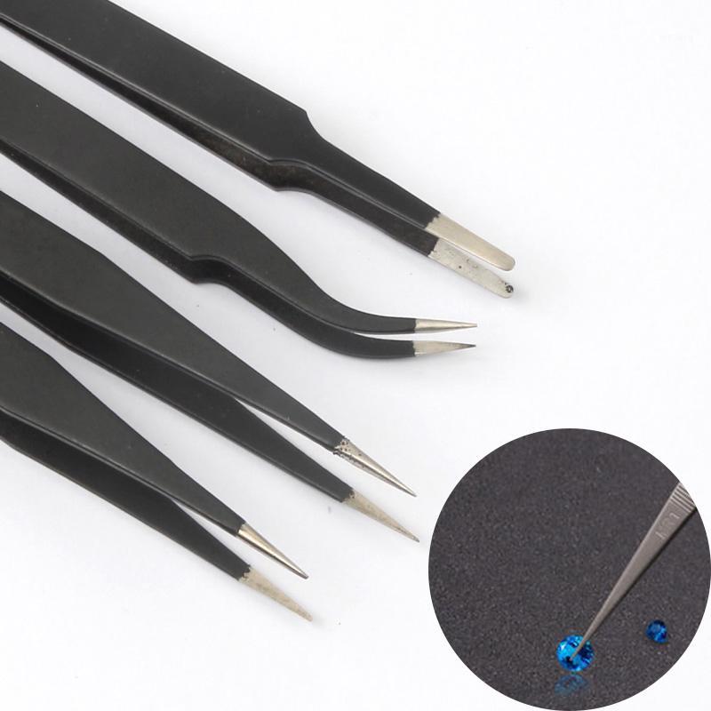 

Black Excellent Quality Tweezers Bend+Straight Stainless Steel Industrial Anti-static Cross Tweezers Sewing Accessories Tools1