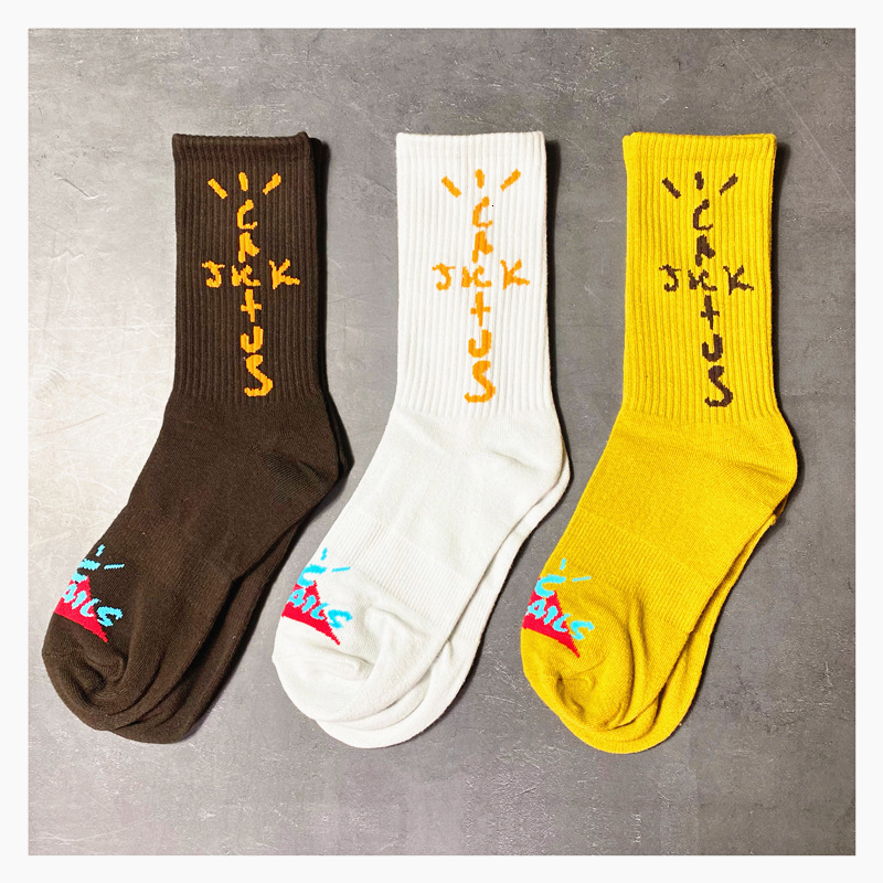 

Travis Scott Mens Fashion Socks Casual Cotton Breathable with 3 Colors Skateboard Hip Hop Socks for Male, Yellow